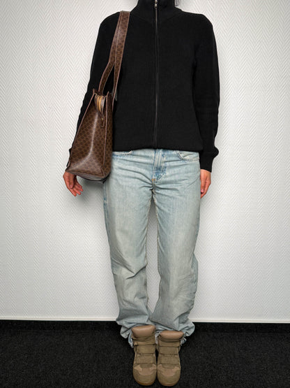 Celine Vintage Brown Macadam Tote Bag Canva/Leather