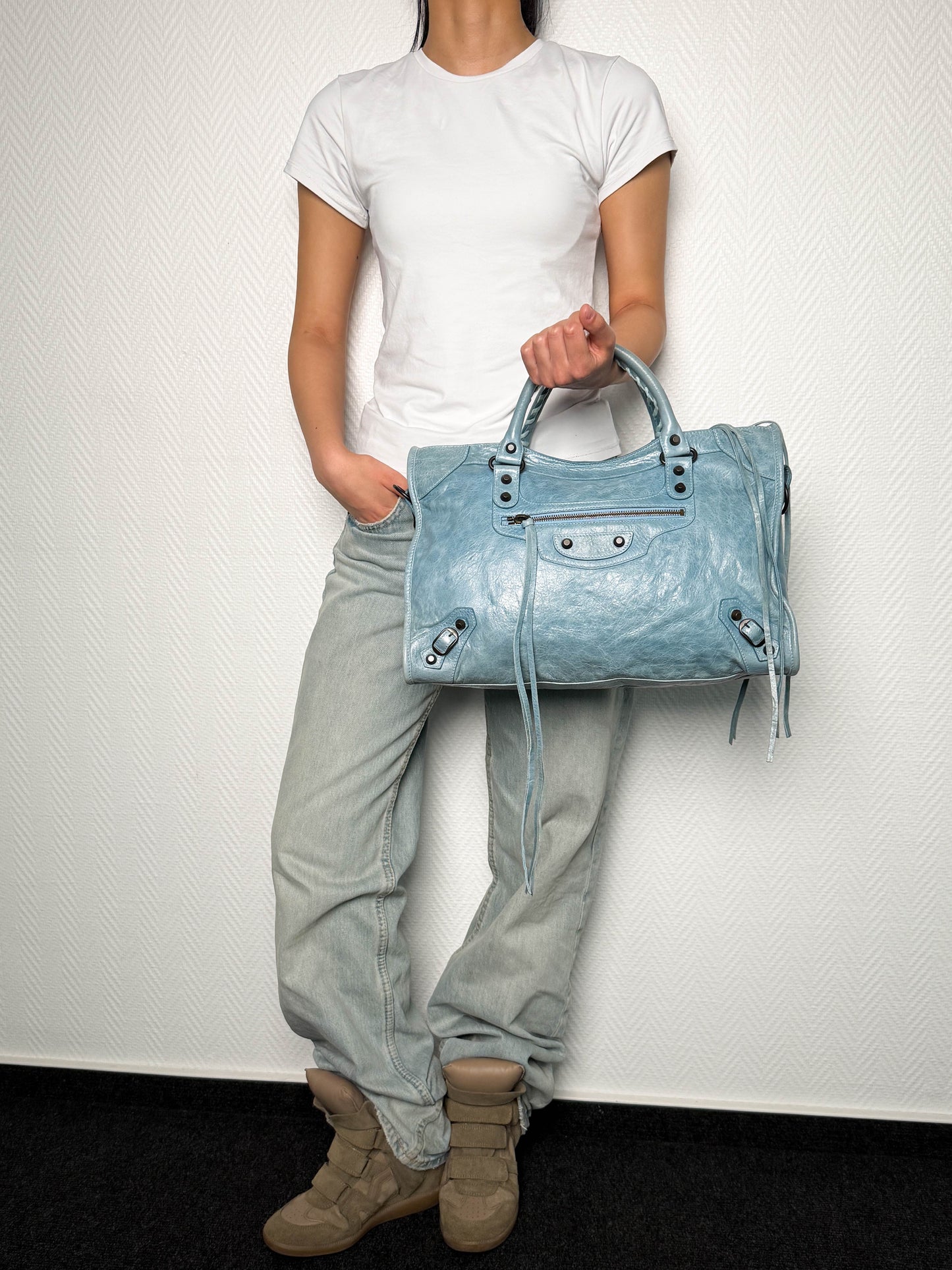 Balenciaga City Bag Medium Light Blue