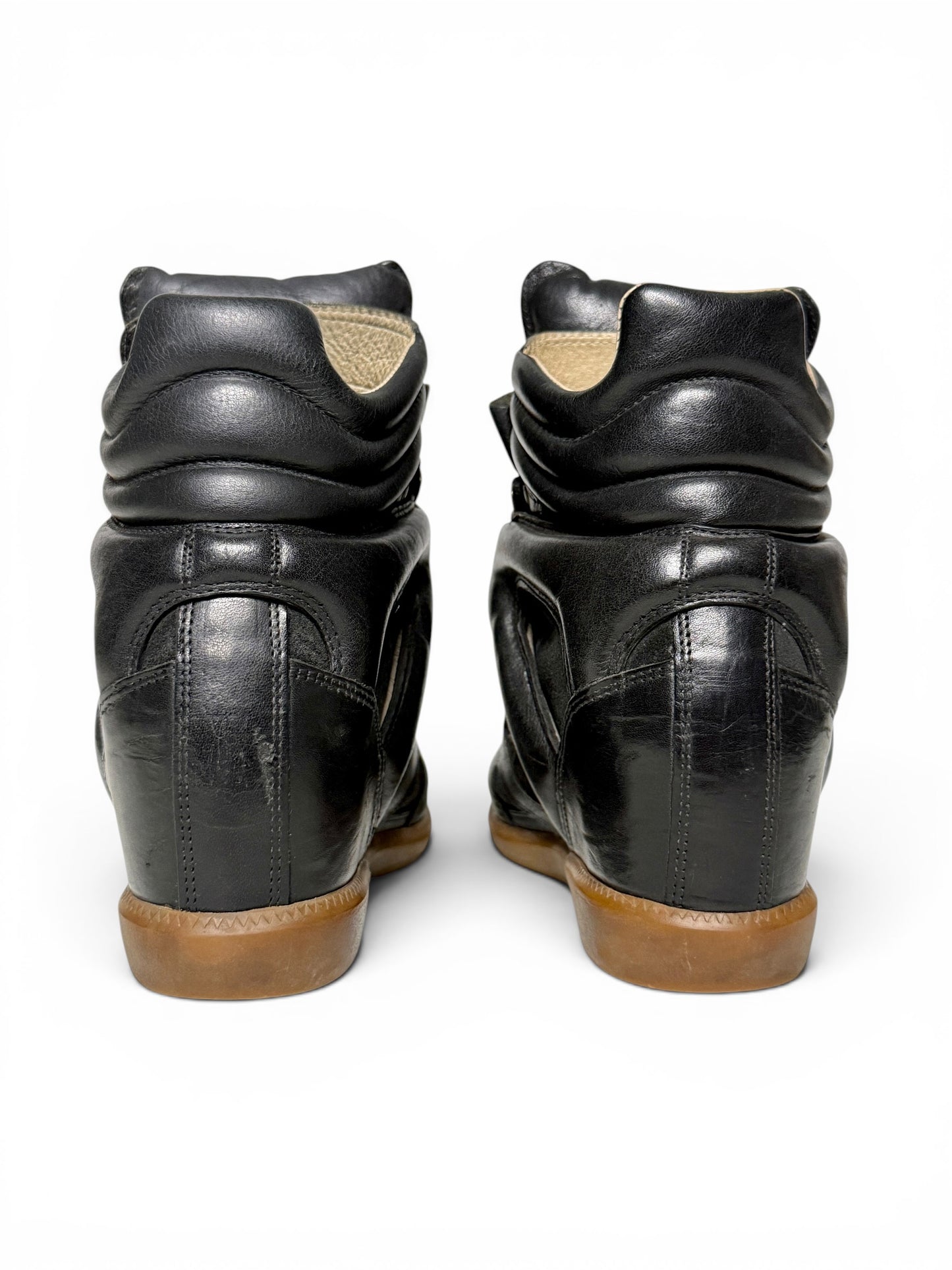 Isabel Marant Buck 'Tibetan' Wedge Sneakers Black Leather Trim (39)