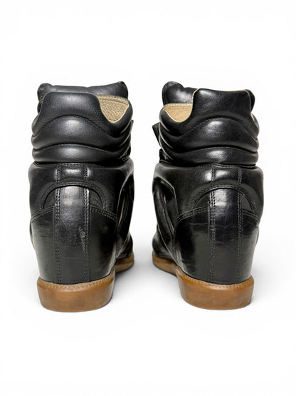 Isabel Marant Buck 'Tibetan' Wedge Sneakers Black Leather Trim (39)