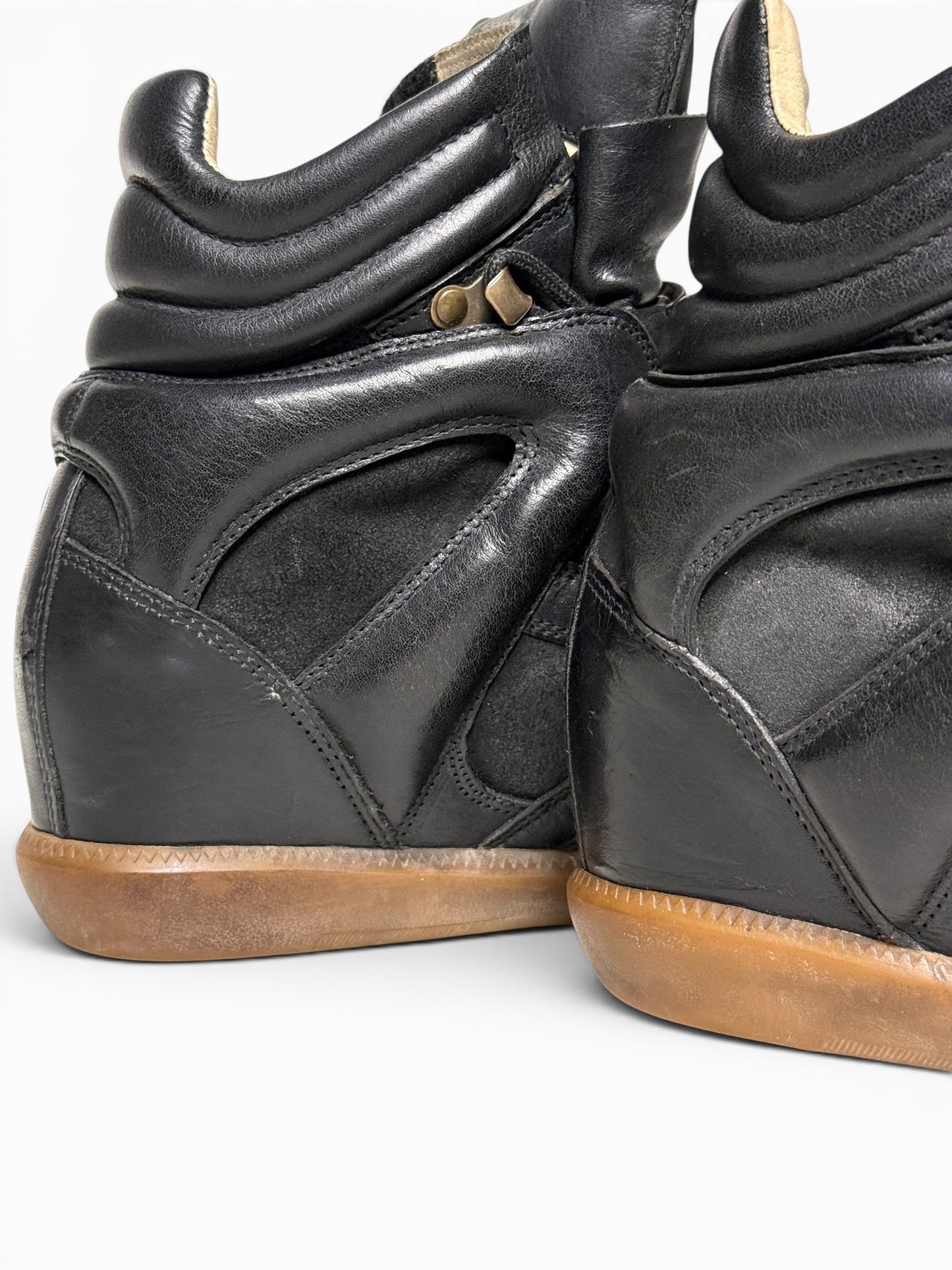 Isabel Marant Buck 'Tibetan' Wedge Sneakers Black Leather Trim (39)