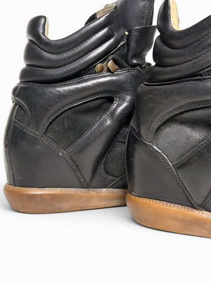 Isabel Marant Buck 'Tibetan' Wedge Sneakers Black Leather Trim (39)