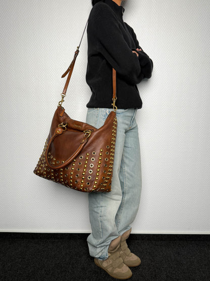 Miu Miu Eyelet Trimmed Bag Brown/Gold