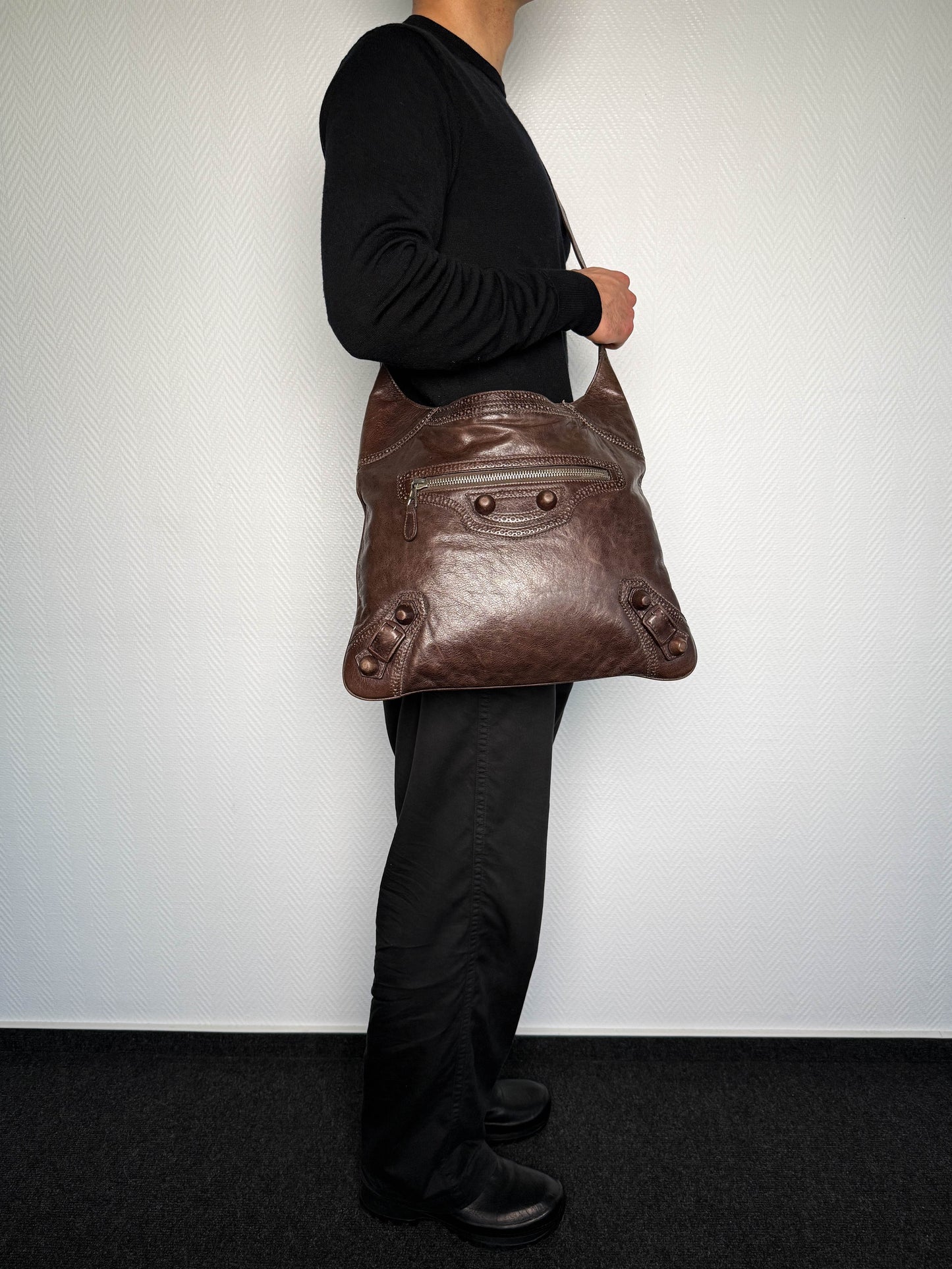 Balenciaga Giant Brogues Covered Messenger Bag Brown