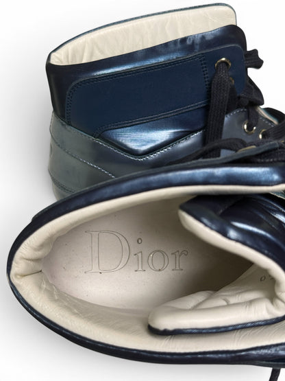 Dior Homme SS2014 Blue Metallic High-Tops Patent Leather (42)