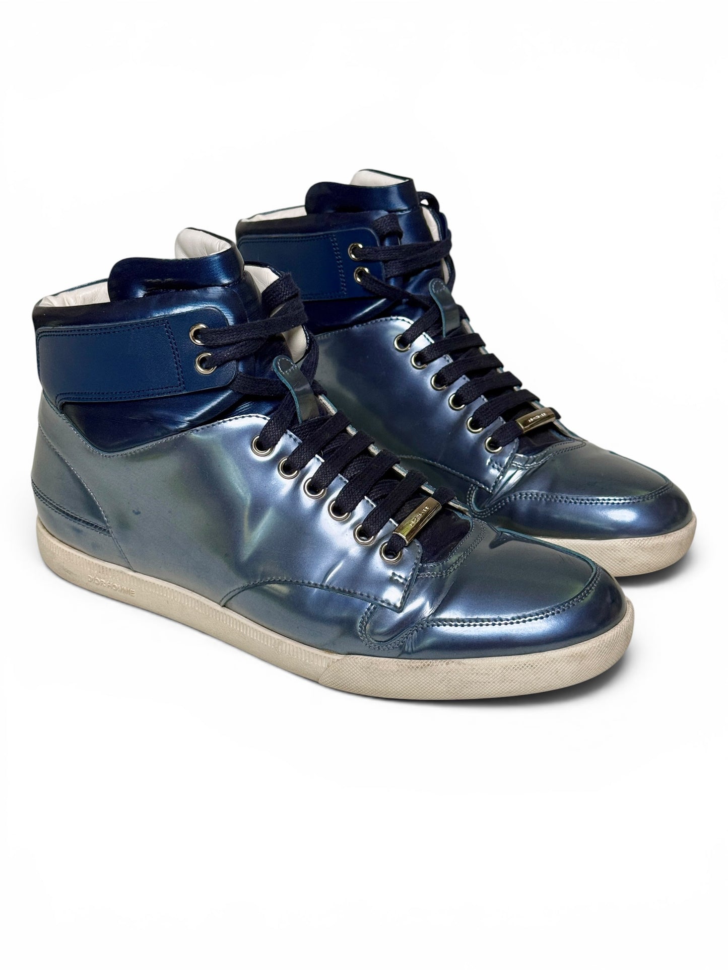 Dior Homme SS2014 Blue Metallic High-Tops Patent Leather (42)