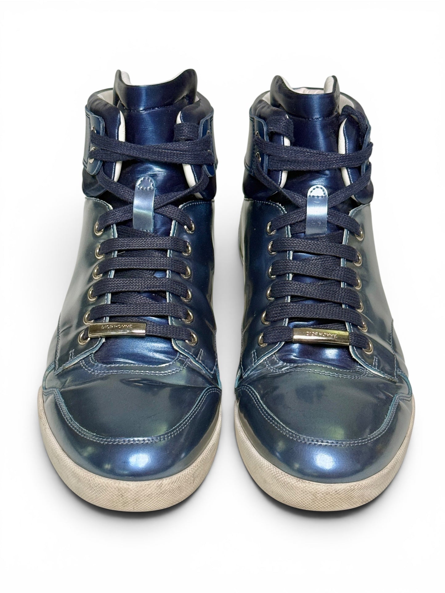 Dior Homme SS2014 Blue Metallic High-Tops Patent Leather (42)