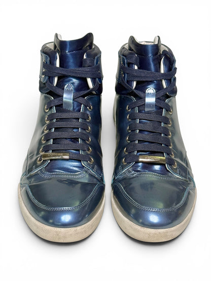 Dior Homme SS2014 Blue Metallic High-Tops Patent Leather (42)