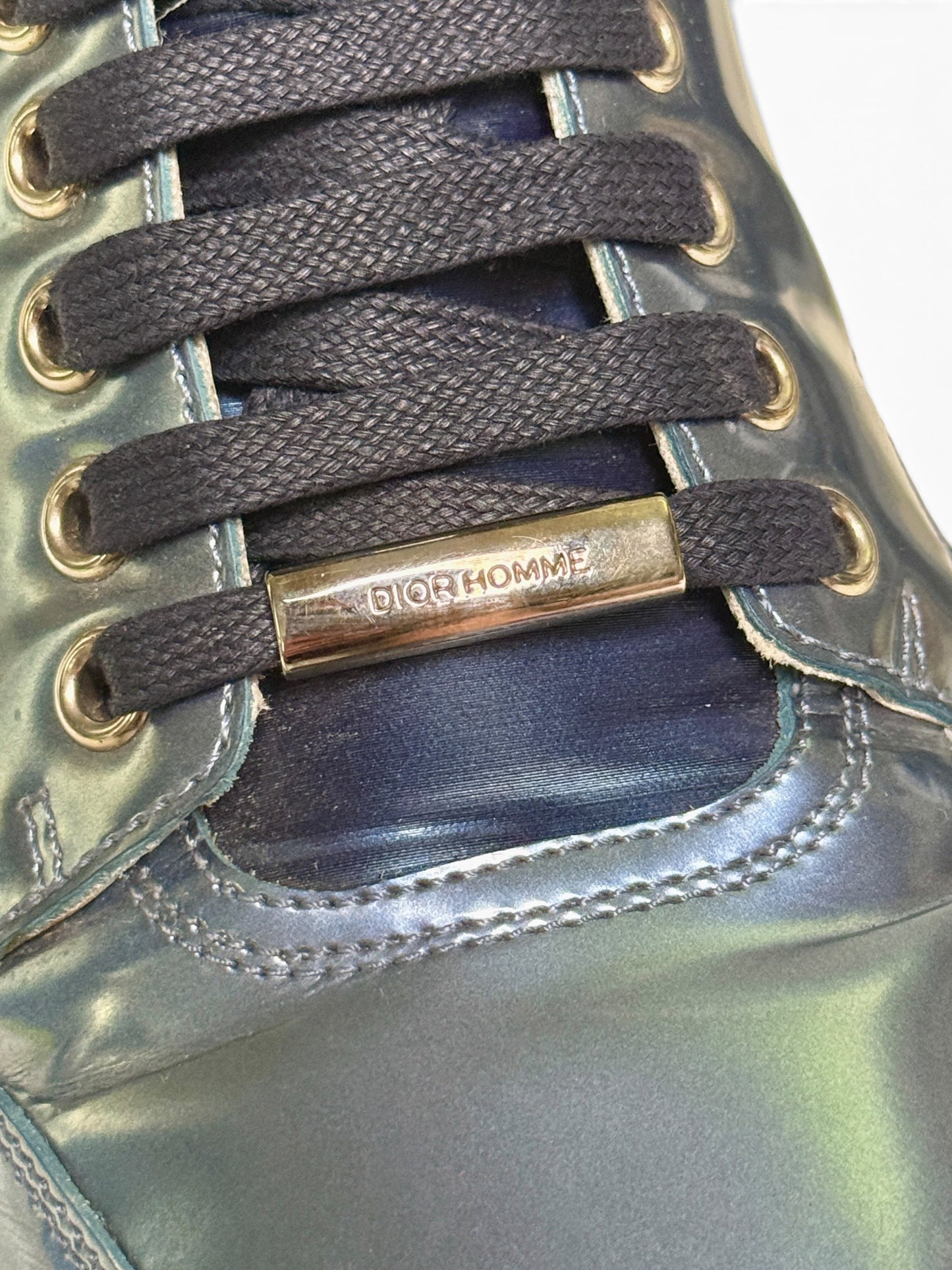Dior Homme SS2014 Blue Metallic High-Tops Patent Leather (42)