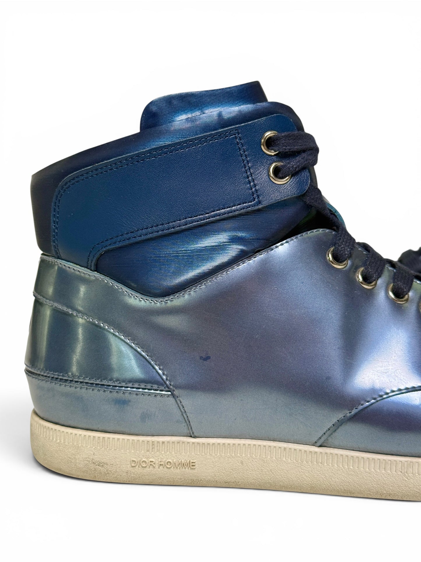 Dior Homme SS2014 Blue Metallic High-Tops Patent Leather (42)