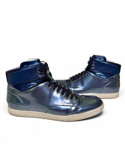 Dior Homme SS2014 Blue Metallic High-Tops Patent Leather (42)