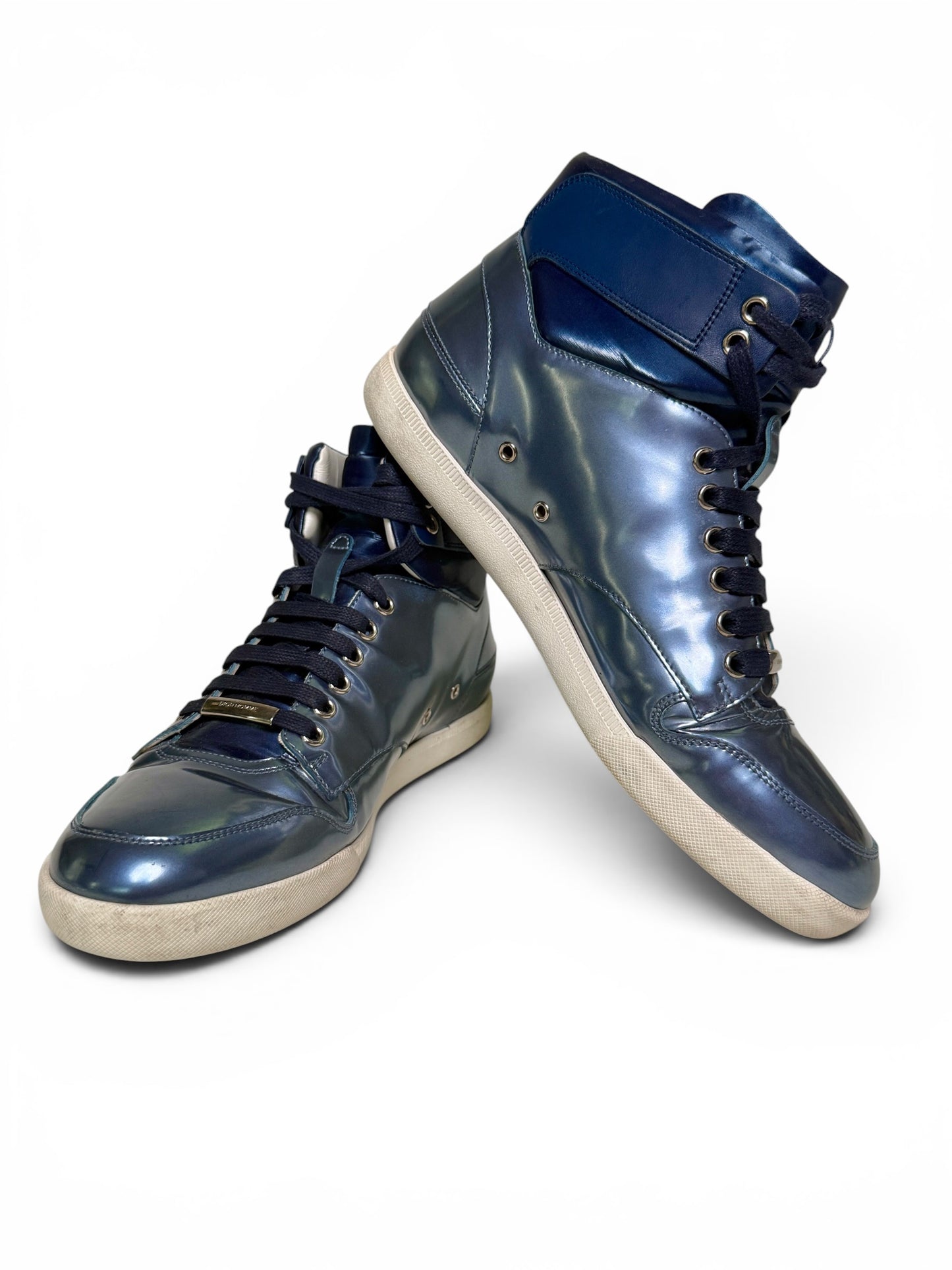 Dior Homme SS2014 Blue Metallic High-Tops Patent Leather (42)