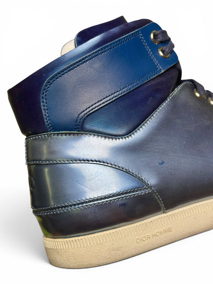 Dior Homme SS2014 Blue Metallic High-Tops Patent Leather (42)