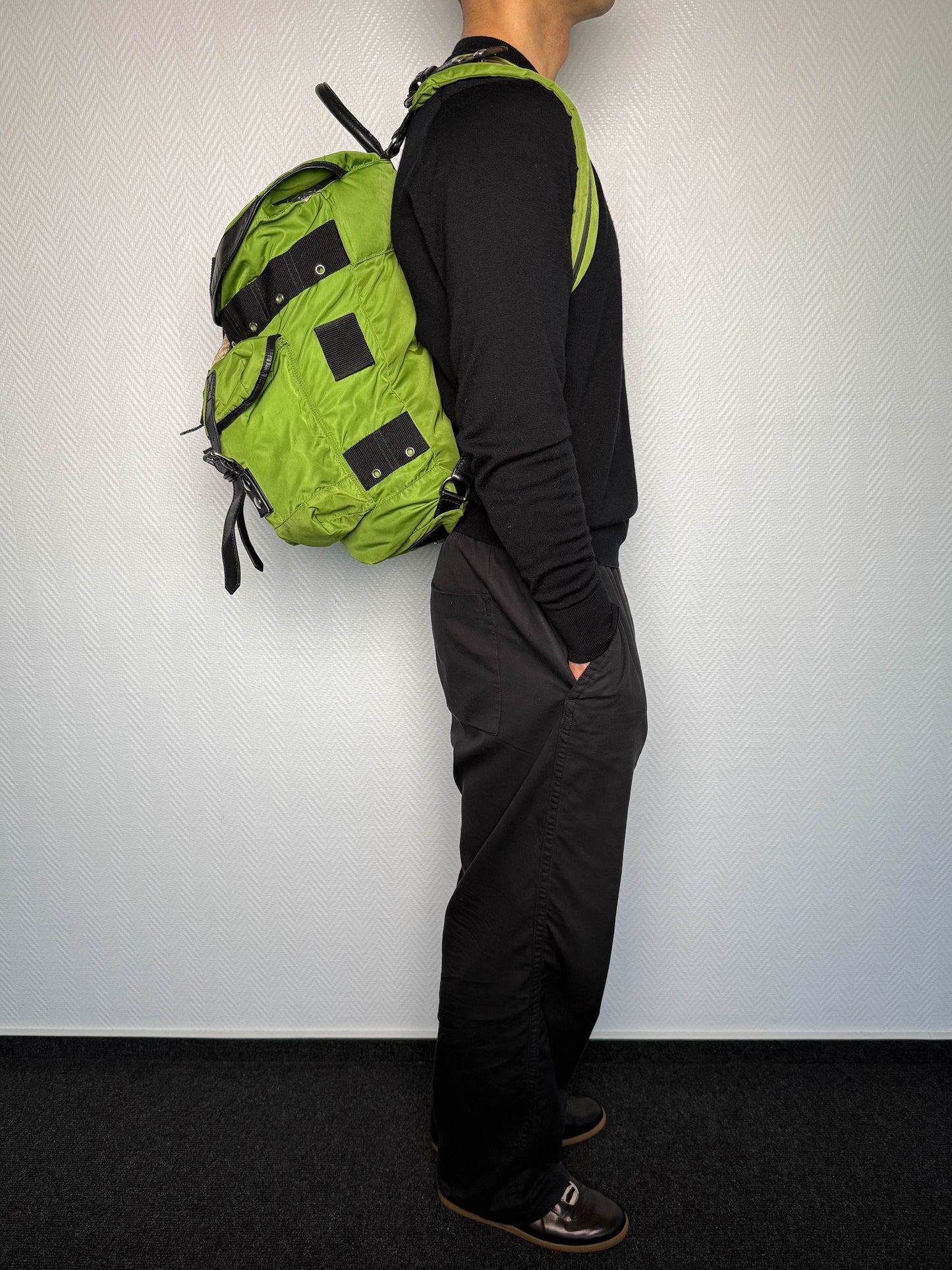 Balenciaga Nylon/Leather Backpack Green