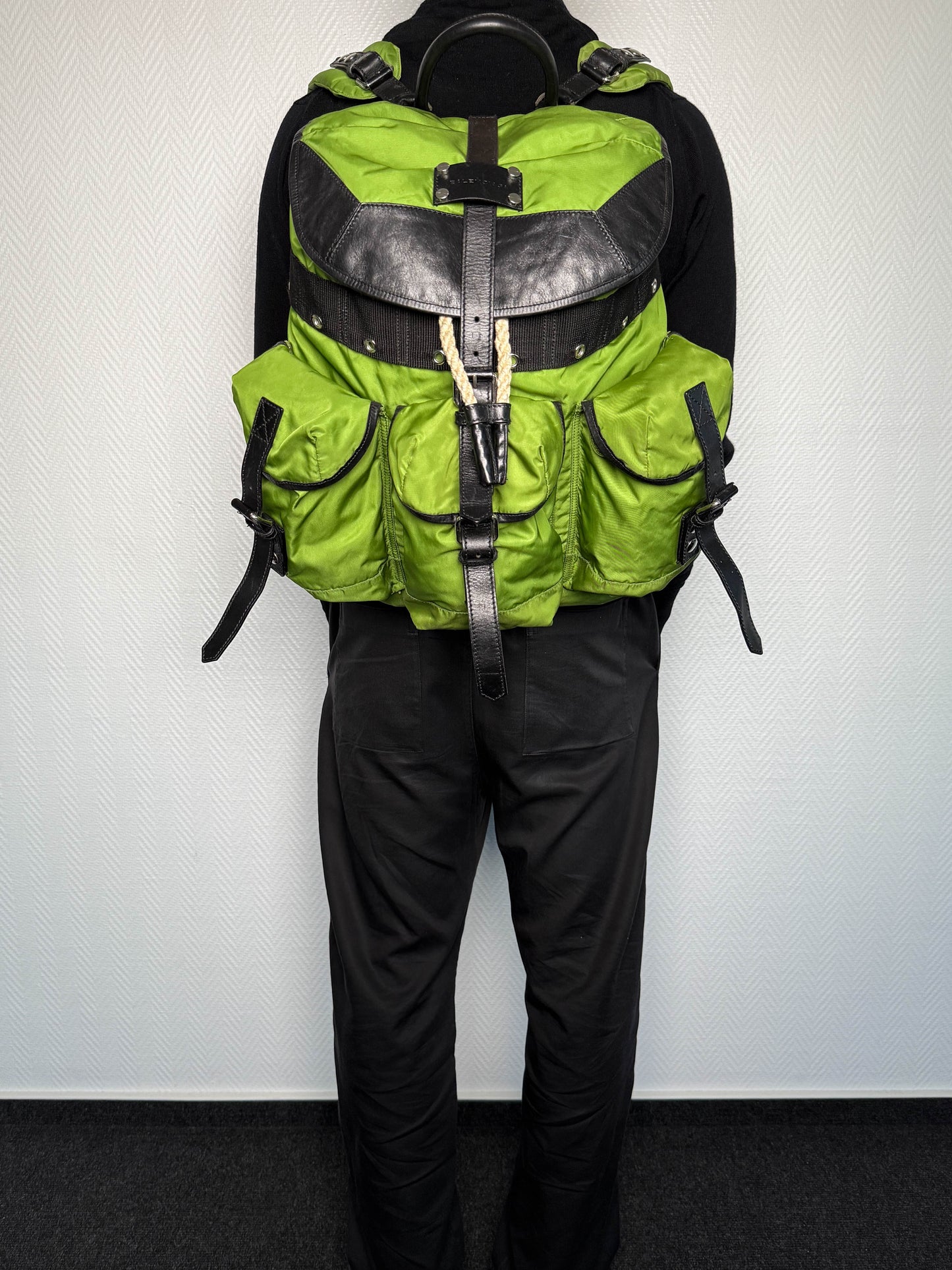 Balenciaga Nylon/Leather Backpack Green