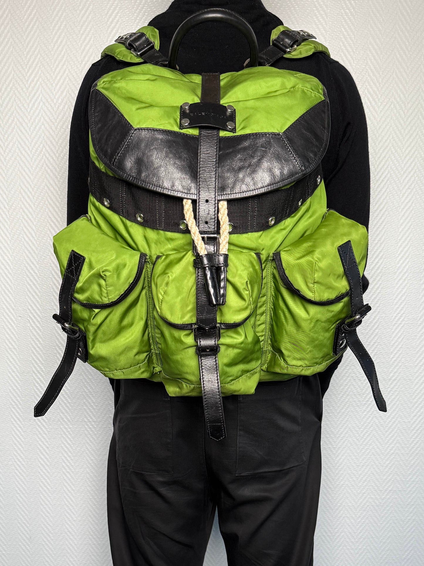 Balenciaga Nylon/Leather Backpack Green (Sample)