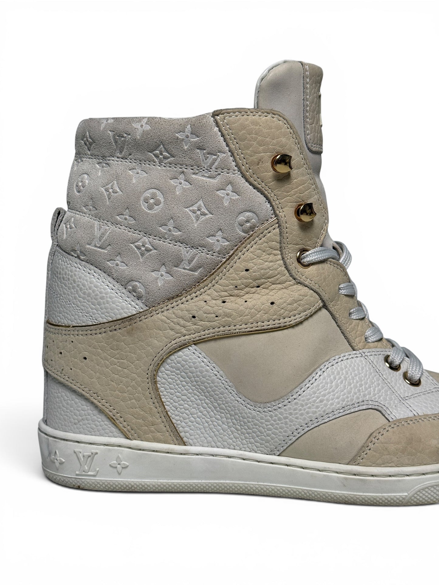 Louis Vuitton FW2014 'Cliff' Wedge Sneaker Beige (37)