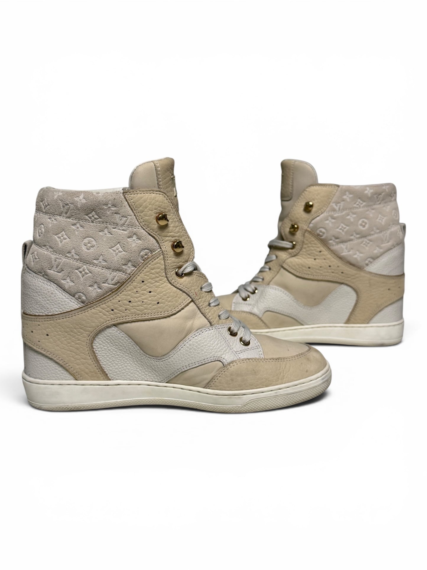 Louis Vuitton FW2014 'Cliff' Wedge Sneaker Beige (37)