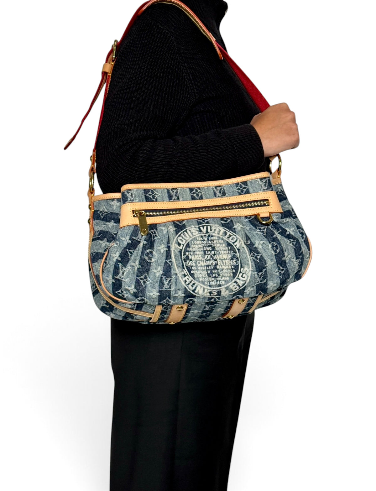 Louis Vuitton 2006 Denim Raye Porte Épaule MM