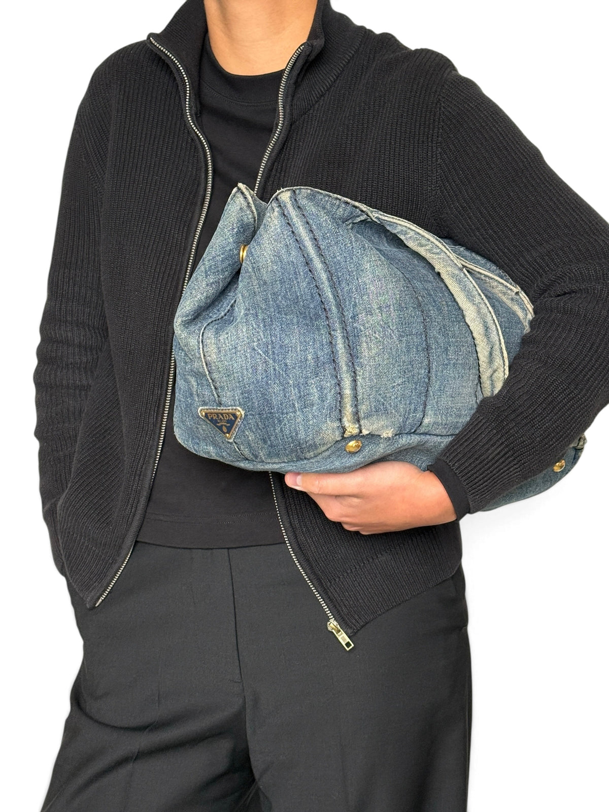 Prada Canapa Denim Tote Bag