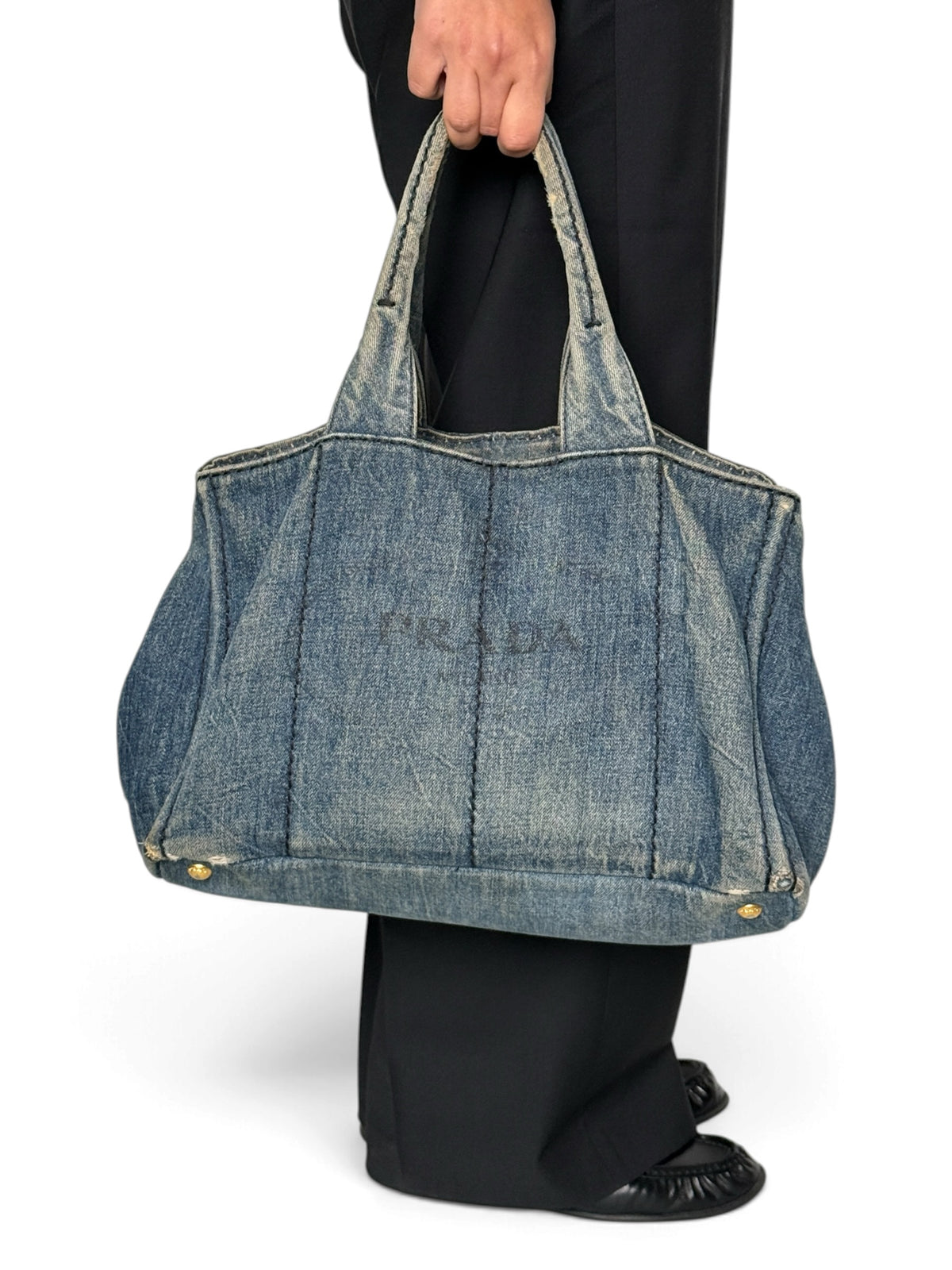 Prada Canapa Denim Tote Bag
