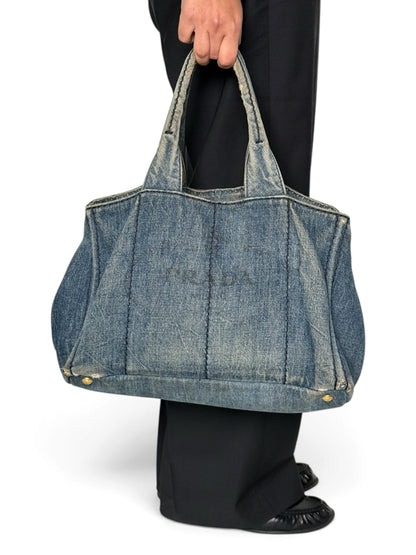 Prada Canapa Denim Tote Bag