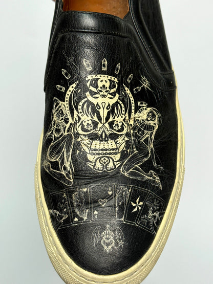 Givenchy Leather Skull Tattoo Slip-On Sneakers (43)