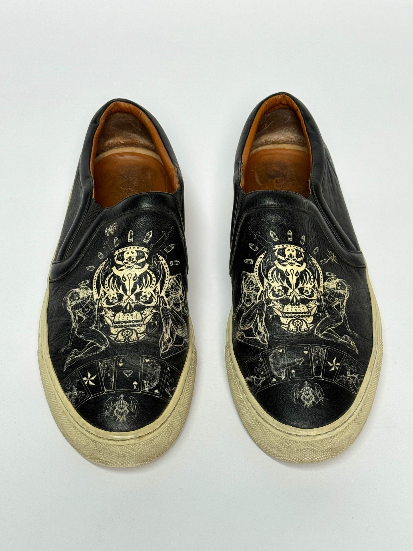 Givenchy Leather Skull Tattoo Slip-On Sneakers (43)