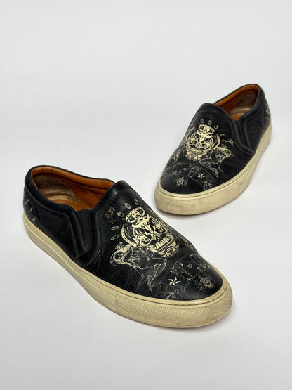 Givenchy Leather Skull Tattoo Slip-On Sneakers (43)