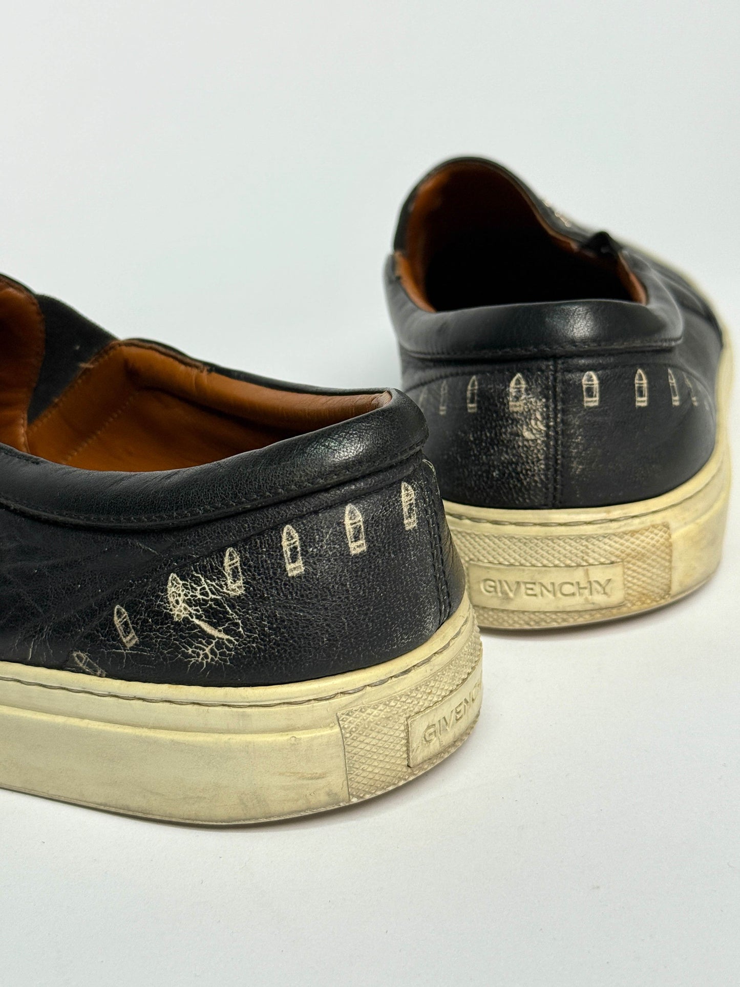 Givenchy Leather Skull Tattoo Slip-On Sneakers (43)