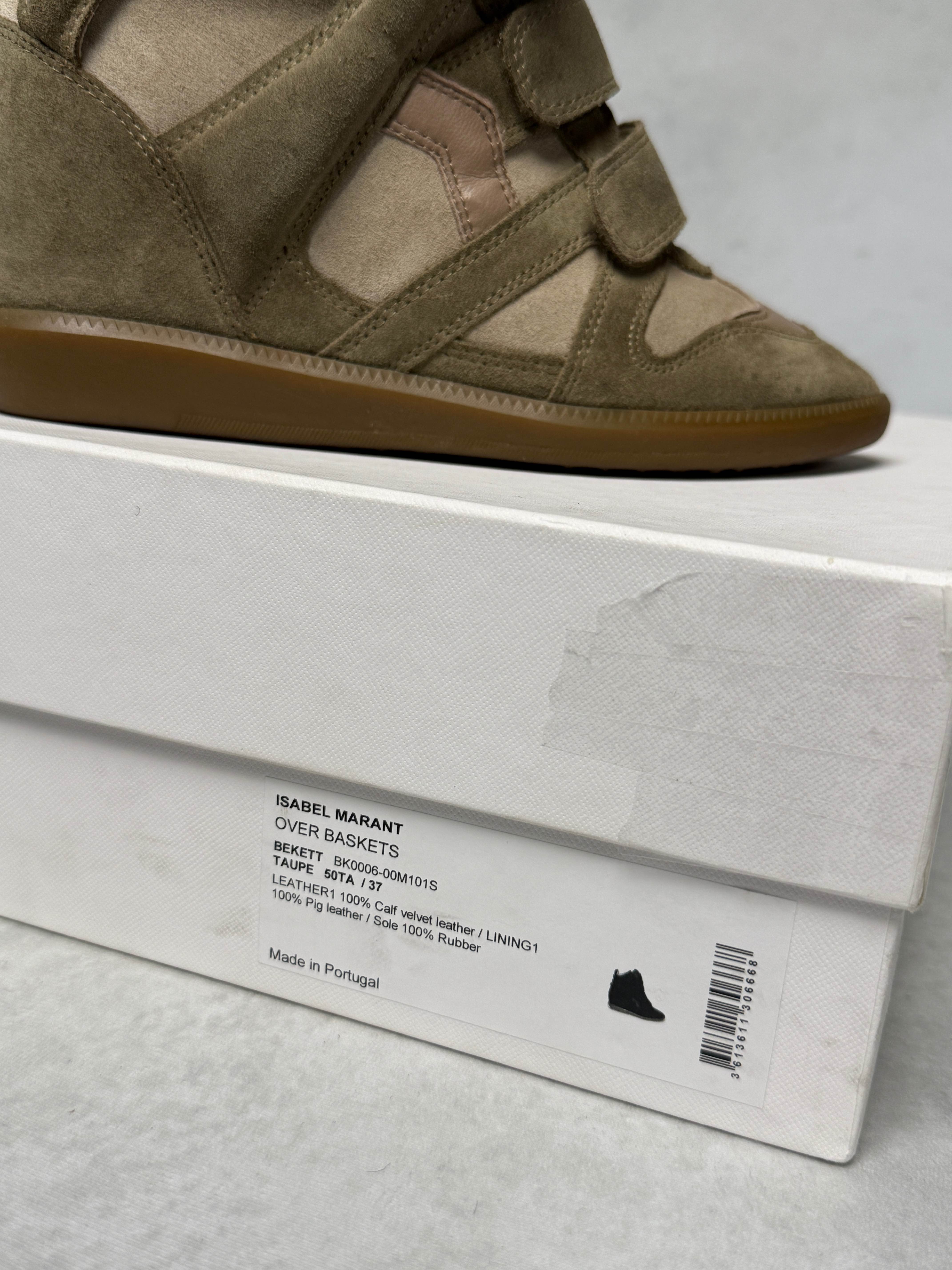 Isabel Marant Bekett Wedge Sneaker Taupe (37) – eurogalleria