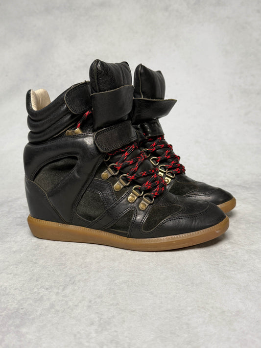 Isabel Marant Bekett Wedge Sneaker Black Leather (38)