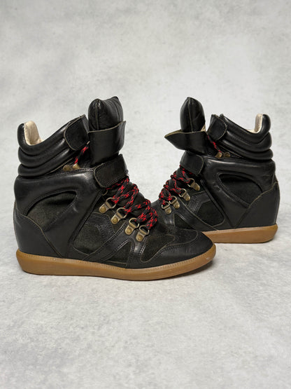 Isabel Marant Bekett Wedge Sneaker Black Leather (38)