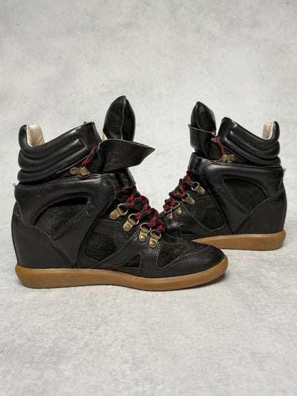 Isabel Marant Bekett Wedge Sneaker Black Leather (38)