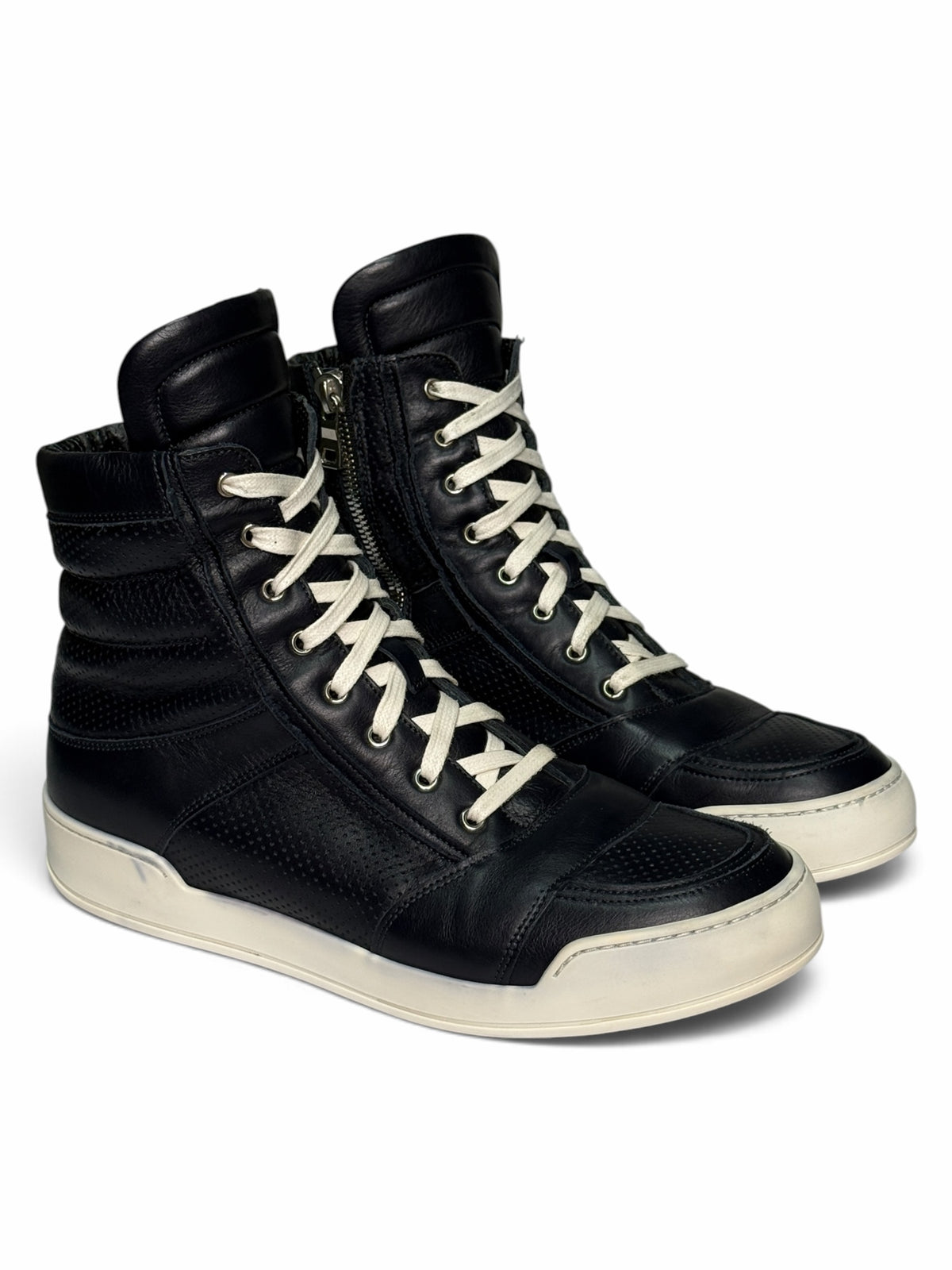 Balmain 2013 Perforated Leather High-Tops Navy
