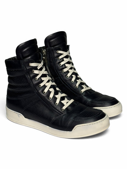 Balmain 2013 Perforated Leather High-Tops Navy