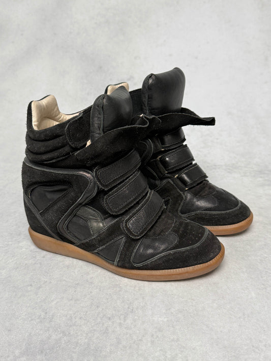 Isabel Marant Bekett Wedge Sneaker Black Leather Trim (39