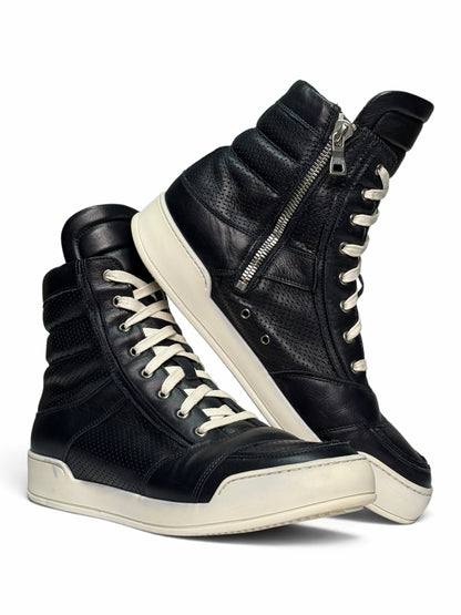 Balmain 2013 Perforated Leather High-Tops Navy