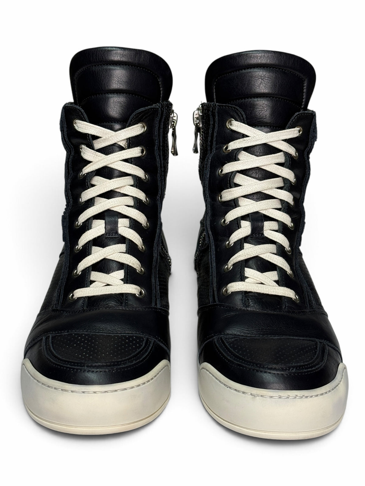 Balmain 2013 Perforated Leather High-Tops Navy
