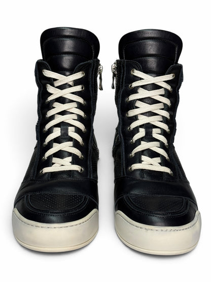 Balmain 2013 Perforated Leather High-Tops Navy