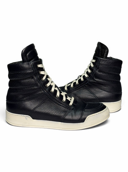Balmain 2013 Perforated Leather High-Tops Navy