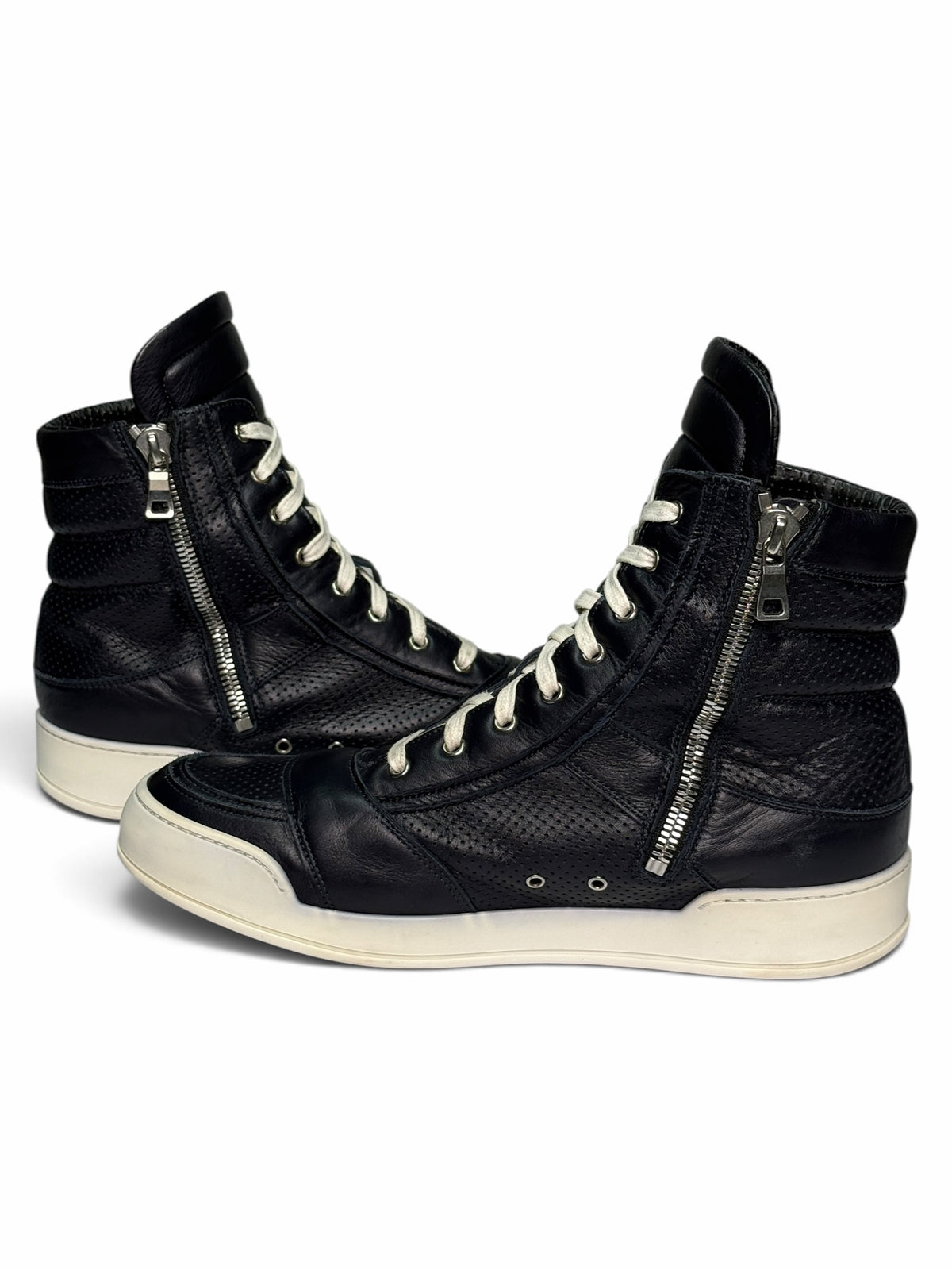 Balmain 2013 Perforated Leather High-Tops Navy