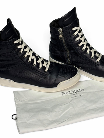 Balmain 2013 Perforated Leather High-Tops Navy