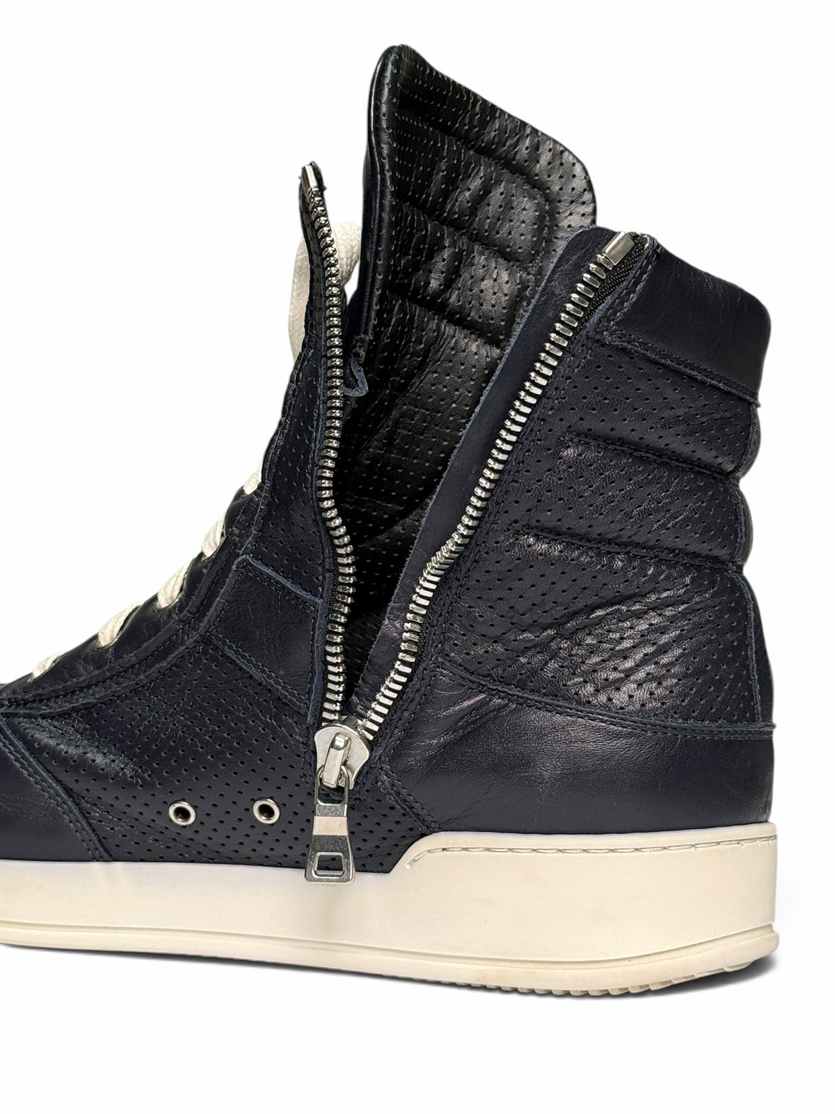 Balmain 2013 Perforated Leather High-Tops Navy