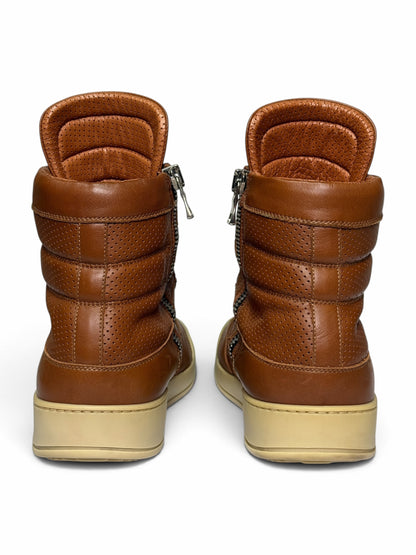 Balmain SS2013 Perforated Leather High-Tops Brown