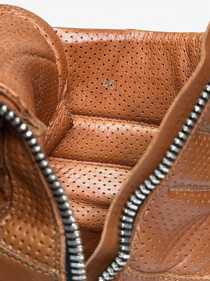 Balmain SS2013 Perforated Leather High-Tops Brown