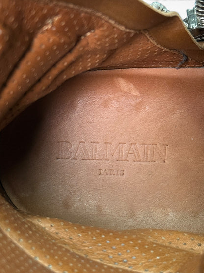 Balmain SS2013 Perforated Leather High-Tops Brown