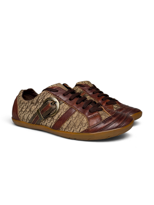 Dior Vintage Monogram Buckle Sneaker Leather/Canvas Brown (39)