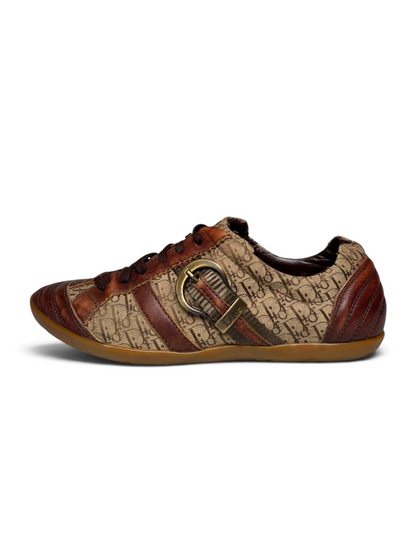 Dior Vintage Monogram Buckle Sneaker Leather/Canvas Brown (39)