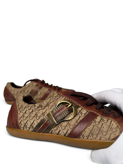 Dior Vintage Monogram Buckle Sneaker Leather/Canvas Brown (39)